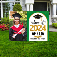 Personalized Graduation Yard Sign 2024 with Photo, 2024 Senior Grad Sign, Class of 2024, Custom Graduation 2024 Yard Sign with Metal H-Stake