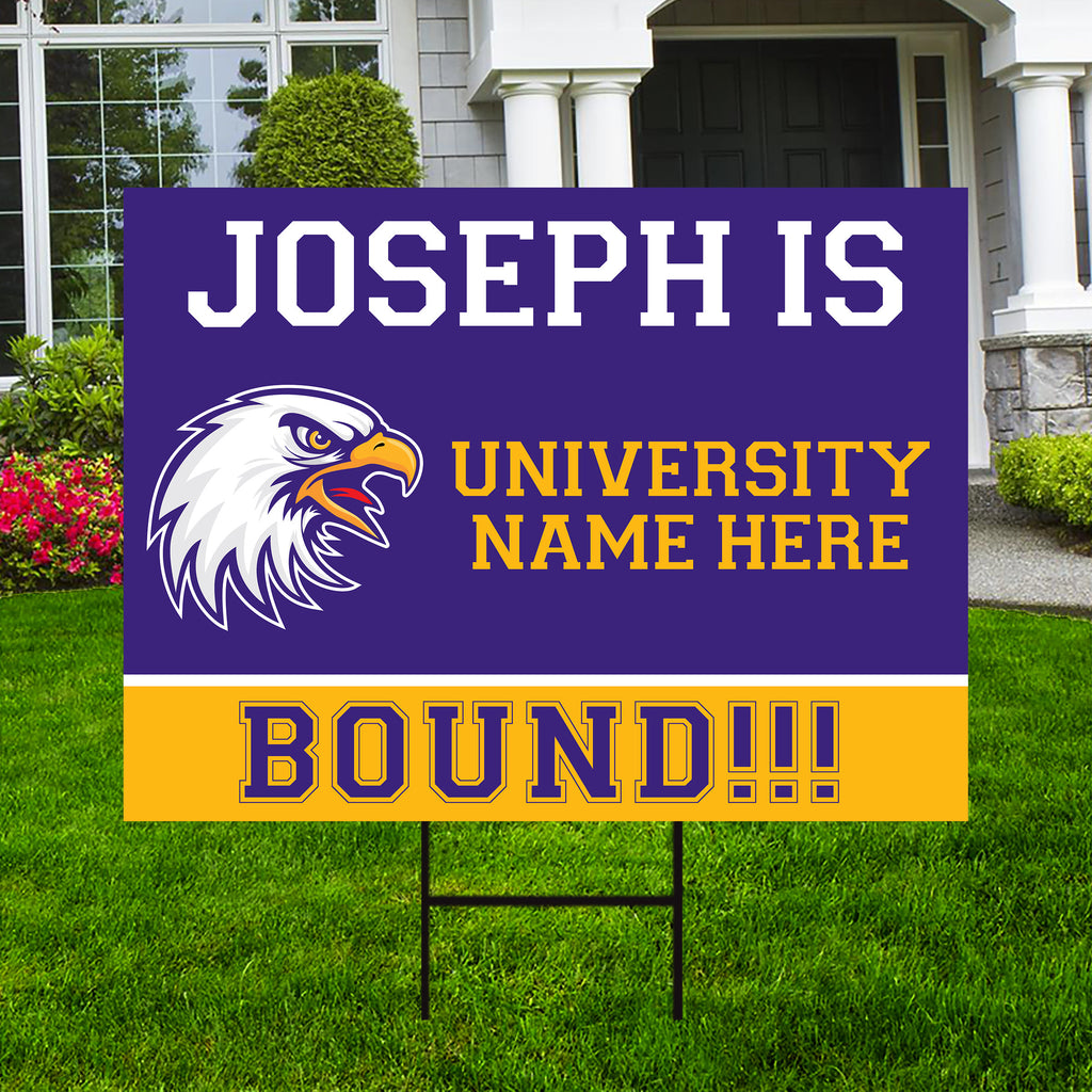 Personalized College Bound Yard Sign, College Logo Sign, Custom Graduate College University Bound Yard Sign with Metal H-Stake