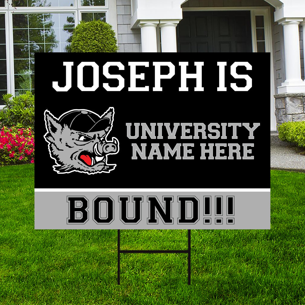 Personalized College Bound Yard Sign, College Logo Sign, Custom Graduate College University Bound Yard Sign with Metal H-Stake