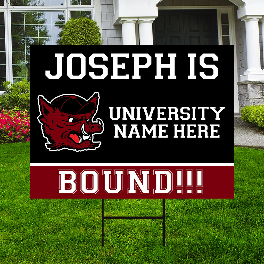 Personalized College Bound Yard Sign, College Logo Sign, Custom Graduate College University Bound Yard Sign with Metal H-Stake