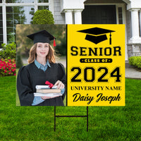 Personalized Graduation Yard Sign 2025 with Photo, 2025 Senior Grad Sign, Class of 2025, Custom Graduation 2025 Yard Sign with Metal H-Stake