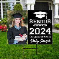 Personalized Graduation Yard Sign 2024 with Photo, 2024 Senior Grad Sign, Class of 2024, Custom Graduation 2024 Yard Sign with Metal H-Stake