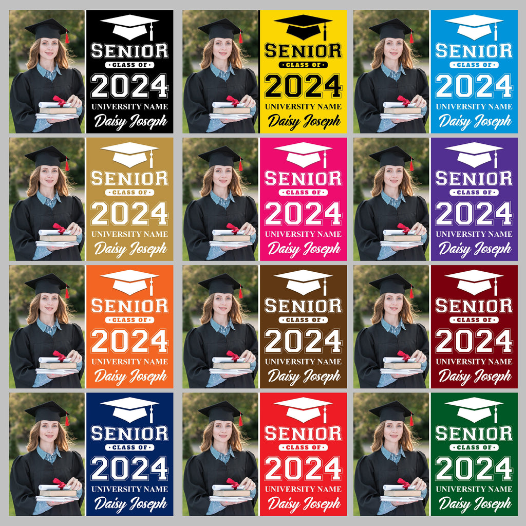 Personalized Graduation Yard Sign 2024 with Photo, 2024 Senior Grad Sign, Class of 2024, Custom Graduation 2024 Yard Sign with Metal H-Stake