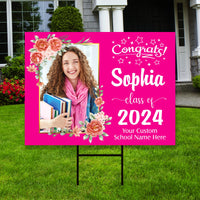 Personalized Graduation Yard Sign 2024 with Photo, 2024 Senior Grad Sign, Class of 2024, Custom Graduation 2024 Yard Sign with Metal H-Stake