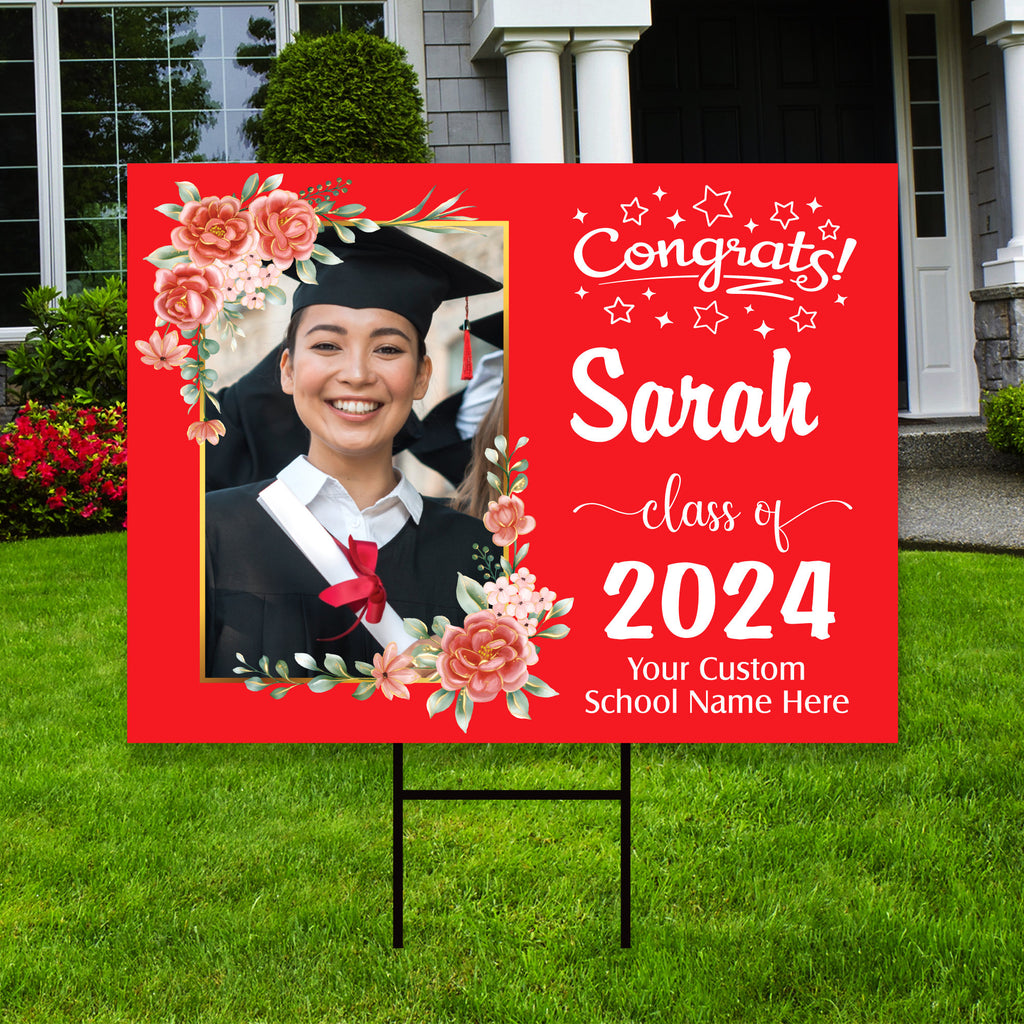 Personalized Graduation Yard Sign 2025 with Photo, 2025 Senior Grad Sign, Class of 2025, Custom Graduation 2025 Yard Sign with Metal H-Stake