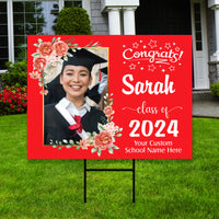 Personalized Graduation Yard Sign 2024 with Photo, 2024 Senior Grad Sign, Class of 2024, Custom Graduation 2024 Yard Sign with Metal H-Stake