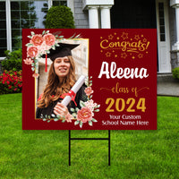 Personalized Graduation Yard Sign 2025 with Photo, 2025 Senior Grad Sign, Class of 2025, Custom Graduation 2025 Yard Sign with Metal H-Stake