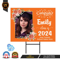 Personalized Graduation Yard Sign 2024 with Photo, 2024 Senior Grad Sign, Class of 2024, Custom Graduation 2024 Yard Sign with Metal H-Stake