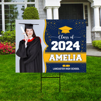 Personalized Graduation Yard Sign 2025 with Photo - Grad Sign, Class of 2025, Custom Name Graduation 2025 Yard Sign with Metal H-Stake