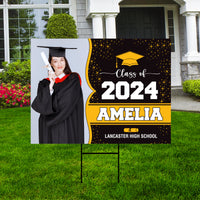 Personalized Graduation Yard Sign 2025 with Photo - Grad Sign, Class of 2025, Custom Name Graduation 2025 Yard Sign with Metal H-Stake