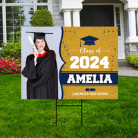 Personalized Graduation Yard Sign 2025 with Photo - Grad Sign, Class of 2025, Custom Name Graduation 2025 Yard Sign with Metal H-Stake