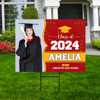 Personalized Graduation Yard Sign 2025 with Photo - Grad Sign, Class of 2025, Custom Name Graduation 2025 Yard Sign with Metal H-Stake