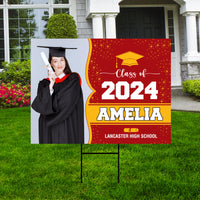 Personalized Graduation Yard Sign 2024 with Photo - Grad Sign, Class of 2024, Custom Name Graduation 2024 Yard Sign with Metal H-Stake