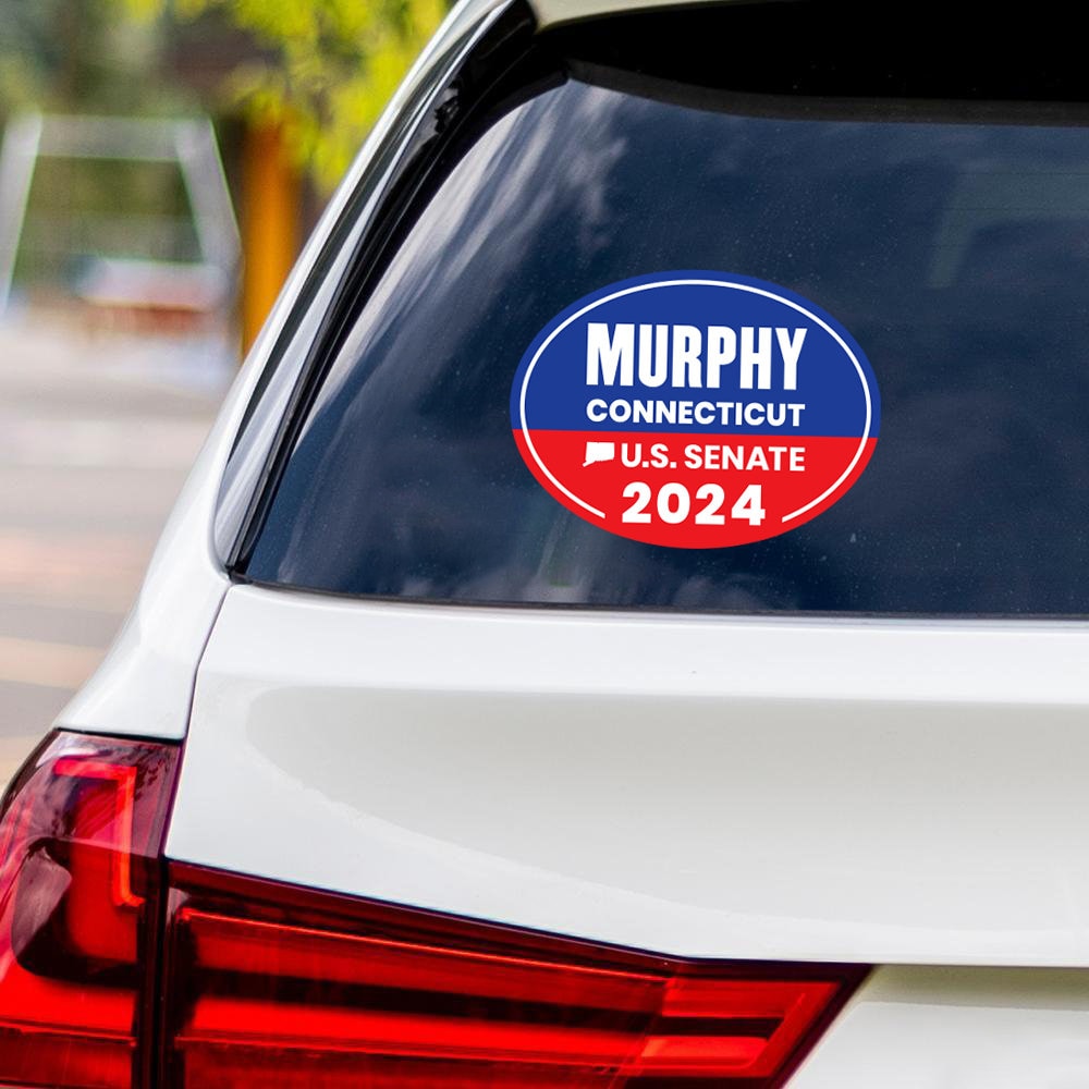 Chris Murphy for U.S. Senate Connecticut Sticker Vinyl Decal, Vote Chris Murphy US Senate Election 2024 Bumper Sticker Decal - 6" x 4.5"