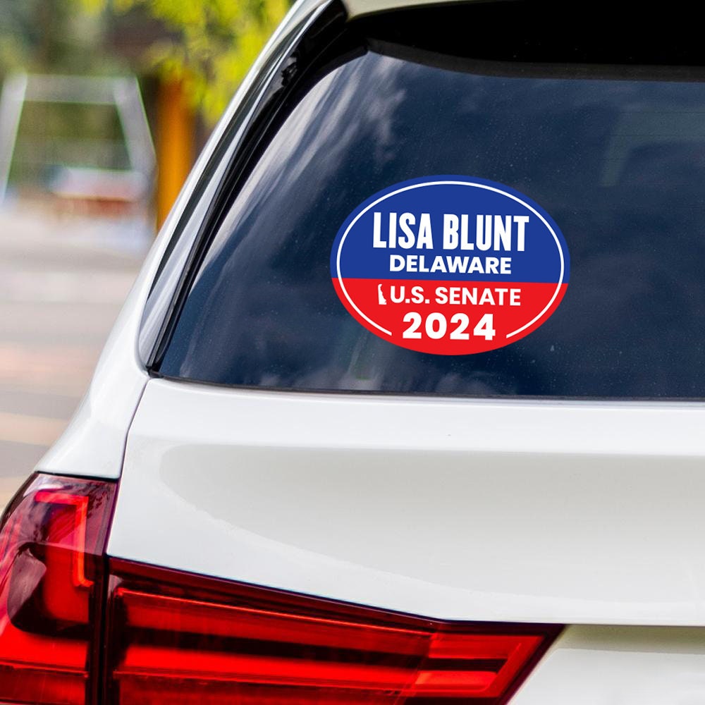 Lisa Blunt Rochester for U.S. Senate Delaware Sticker Vinyl Decal, Vote US Senate Election 2024 Bumper Sticker Decal - 6" x 4.5"