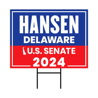 Eric Hansen US Senate Yard Sign - Coroplast US Senate Election Delaware 2024 Race Red White & Blue Yard Sign with Metal H-Stake