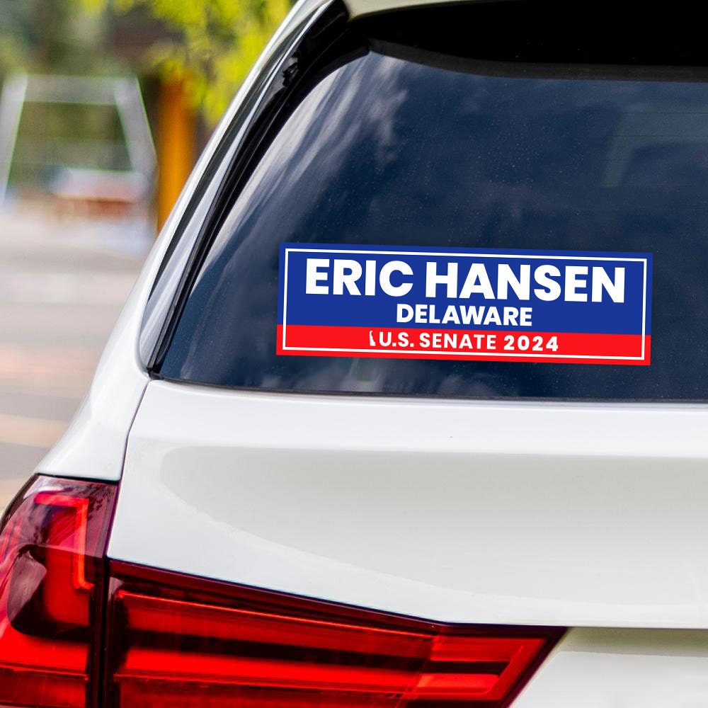 Eric Hansen for U.S. Senate Car Magnet - Vote Eric Hansen Vehicle Magnet, Delaware US Senate Election 2024 Sticker Magnet - 6" x 4.5"