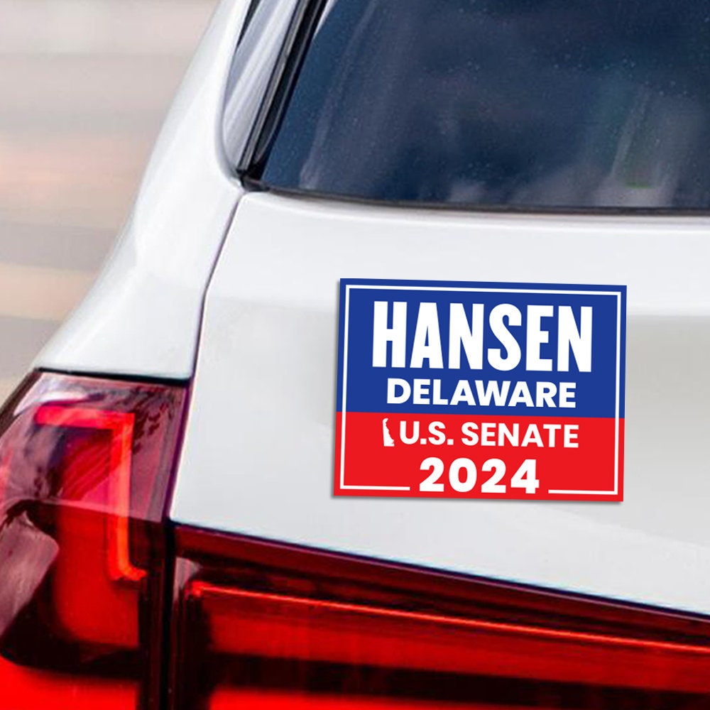 Eric Hansen for U.S. Senate Car Magnet - Vote Eric Hansen Vehicle Magnet, Delaware US Senate Election 2024 Sticker Magnet - 6" x 4.5"