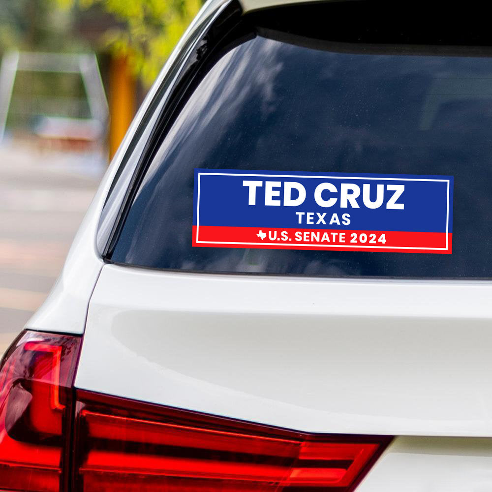 Ted Cruz for U.S. Senate Texas Sticker Vinyl Decal, Vote Ted Cruz US Senate Election 2024 Bumper Sticker Decal - 10" x 3"