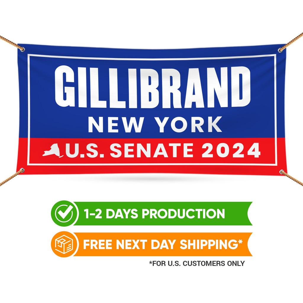 Kirsten Gillibrand For New York U.S. Senate Banner Sign, 13 oz Waterproof US Senate 2024 Vote Election 2024 Vinyl Banner With Metal Grommets