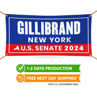 Kirsten Gillibrand For New York U.S. Senate Banner Sign, 13 oz Waterproof US Senate 2024 Vote Election 2024 Vinyl Banner With Metal Grommets