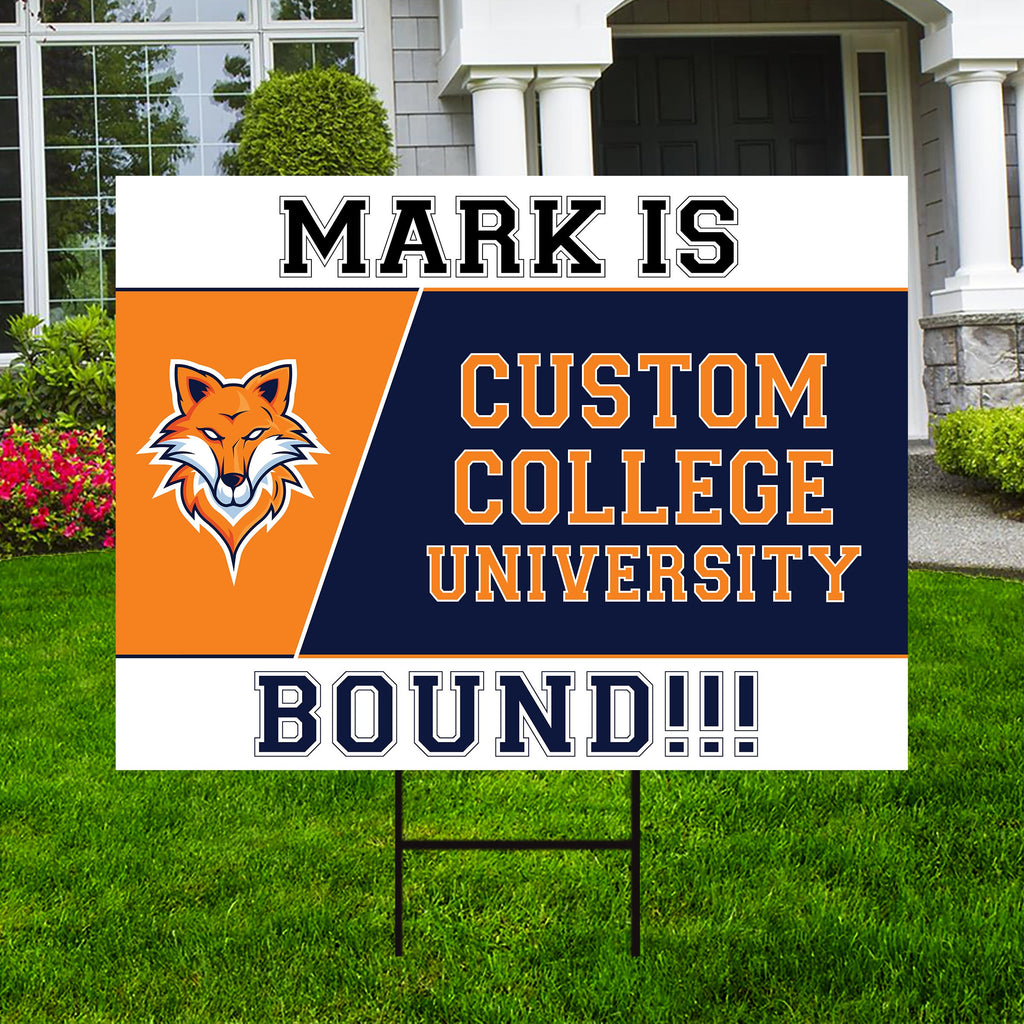 Personalized College Bound Yard Sign, College Logo Sign, Custom Graduate College University Bound Yard Sign with Metal H-Stake