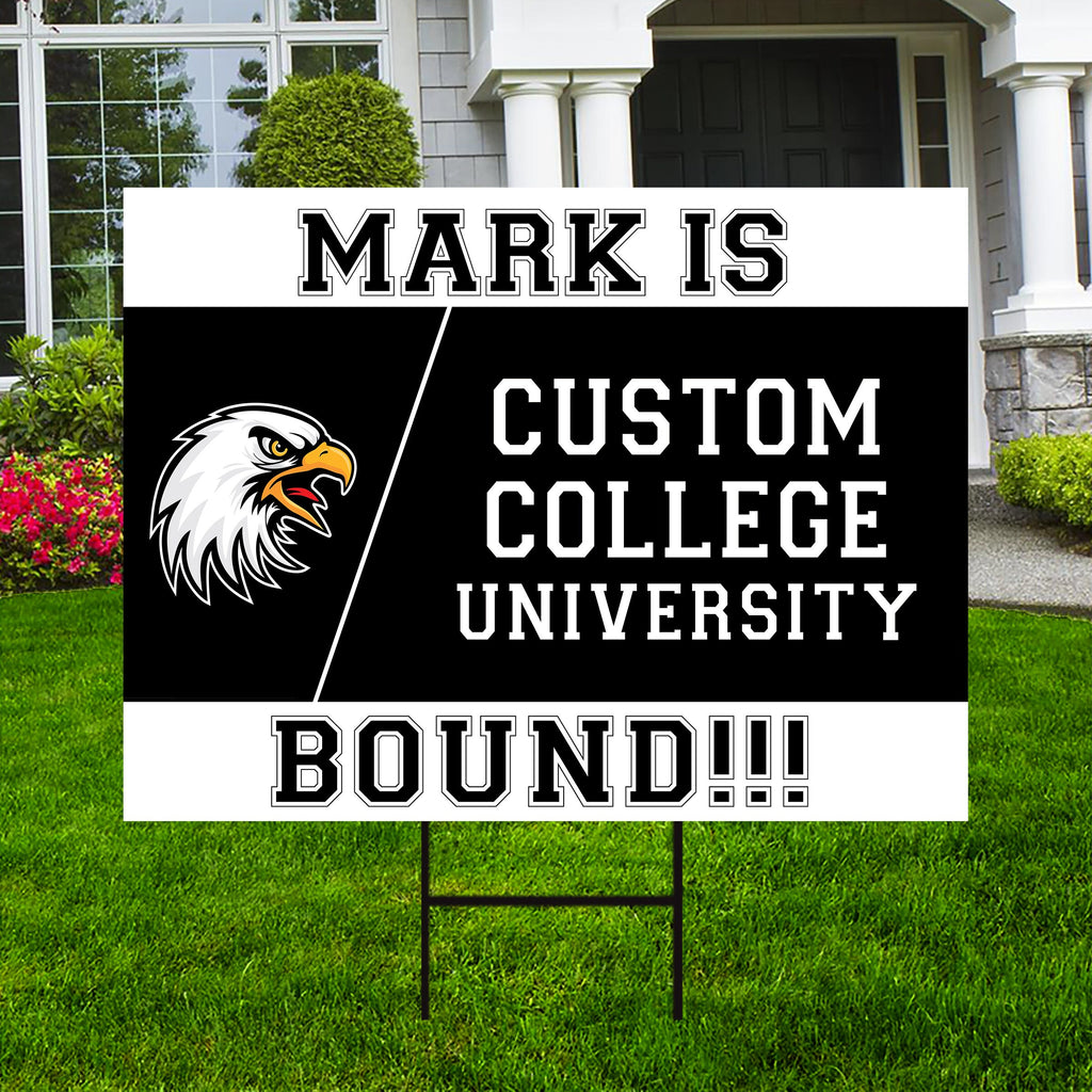 Personalized College Bound Yard Sign, College Logo Sign, Custom Graduate College University Bound Yard Sign with Metal H-Stake