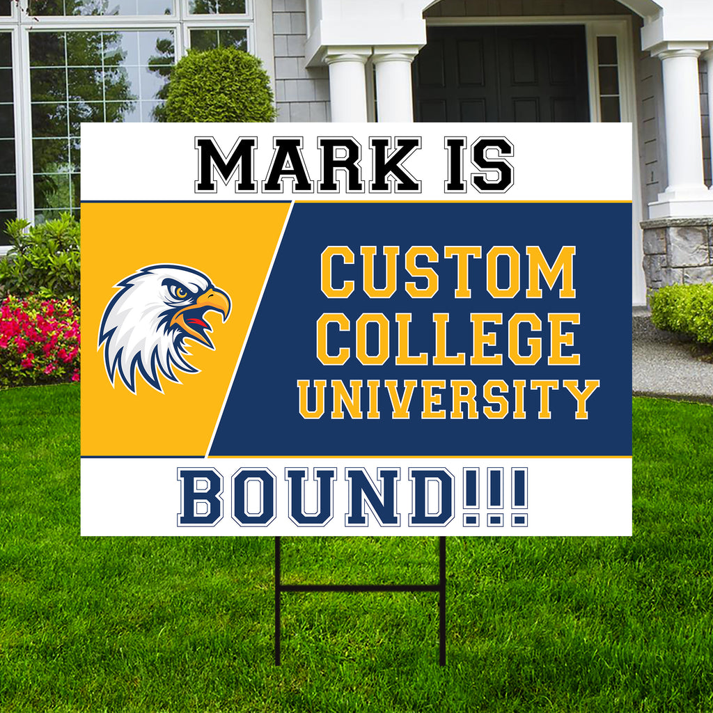 Personalized College Bound Yard Sign, College Logo Sign, Custom Graduate College University Bound Yard Sign with Metal H-Stake