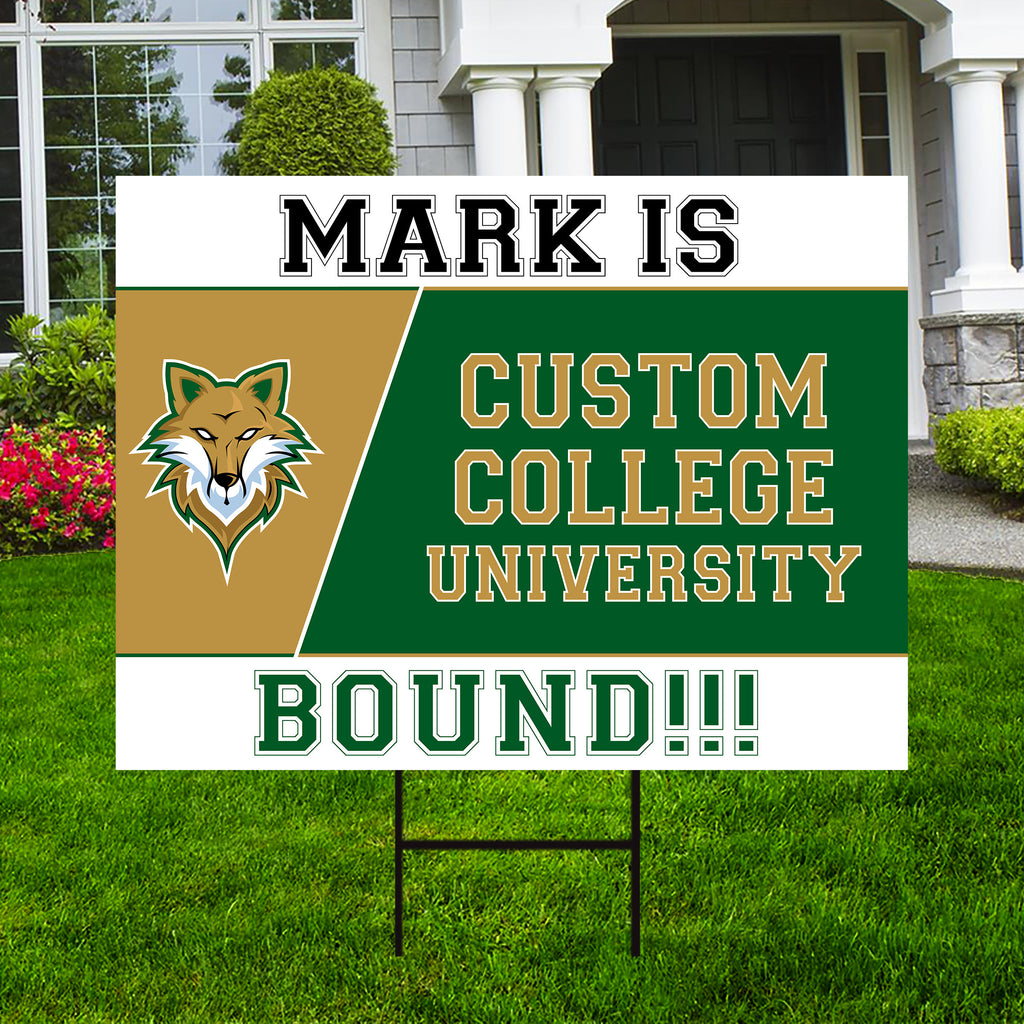 Personalized College Bound Yard Sign, College Logo Sign, Custom Graduate College University Bound Yard Sign with Metal H-Stake