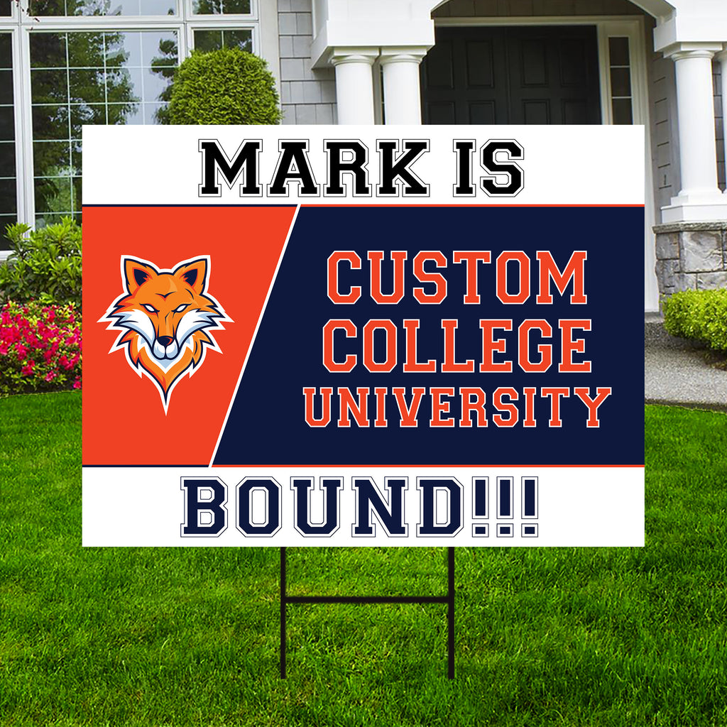 Personalized College Bound Yard Sign, College Logo Sign, Custom Graduate College University Bound Yard Sign with Metal H-Stake