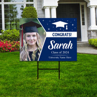 Personalized Graduation Yard Sign 2024 with Photo - Grad Sign, Class of 2024, Custom Graduation 2024 Yard Sign with Metal H-Stake