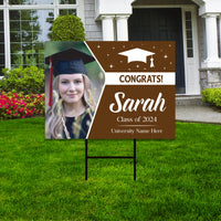 Personalized Graduation Yard Sign 2024 with Photo - Grad Sign, Class of 2024, Custom Graduation 2024 Yard Sign with Metal H-Stake