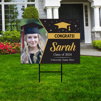 Personalized Graduation Yard Sign 2024 with Photo - Grad Sign, Class of 2024, Custom Graduation 2024 Yard Sign with Metal H-Stake