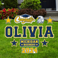 Personalized Graduation Yard Sign Letters 18", Custom Mascot College Bound Yard Cutouts, Graduate University Bound Yard Decor with Stakes