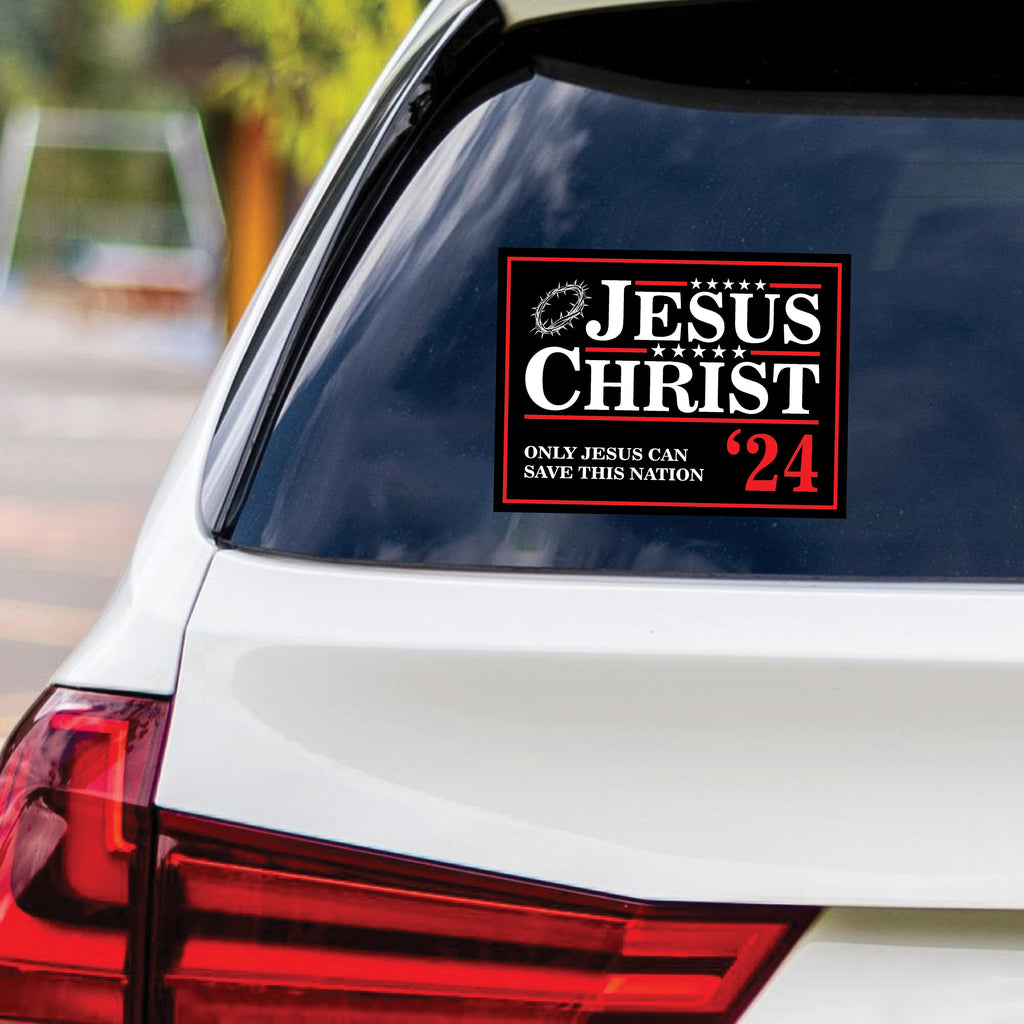 Jesus Christ 24 Only Jesus Can Save This Nation Sticker Vinyl Decal, Jesus 2024 Our Only Hope Bumper Sticker Decal - 6" x 4.5"