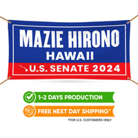 a banner with the words mazie hirono hawaii on it