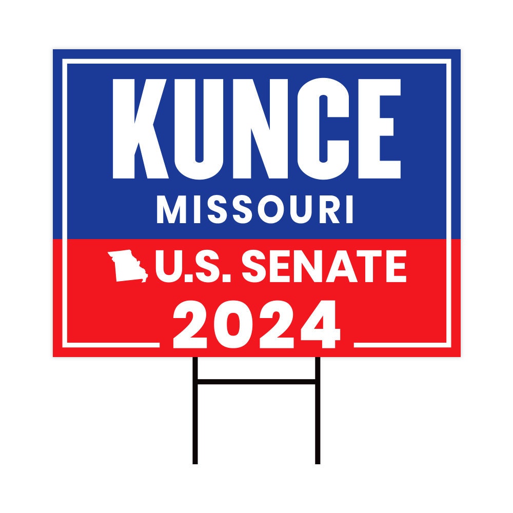 a blue and red sign that says kunce missouri