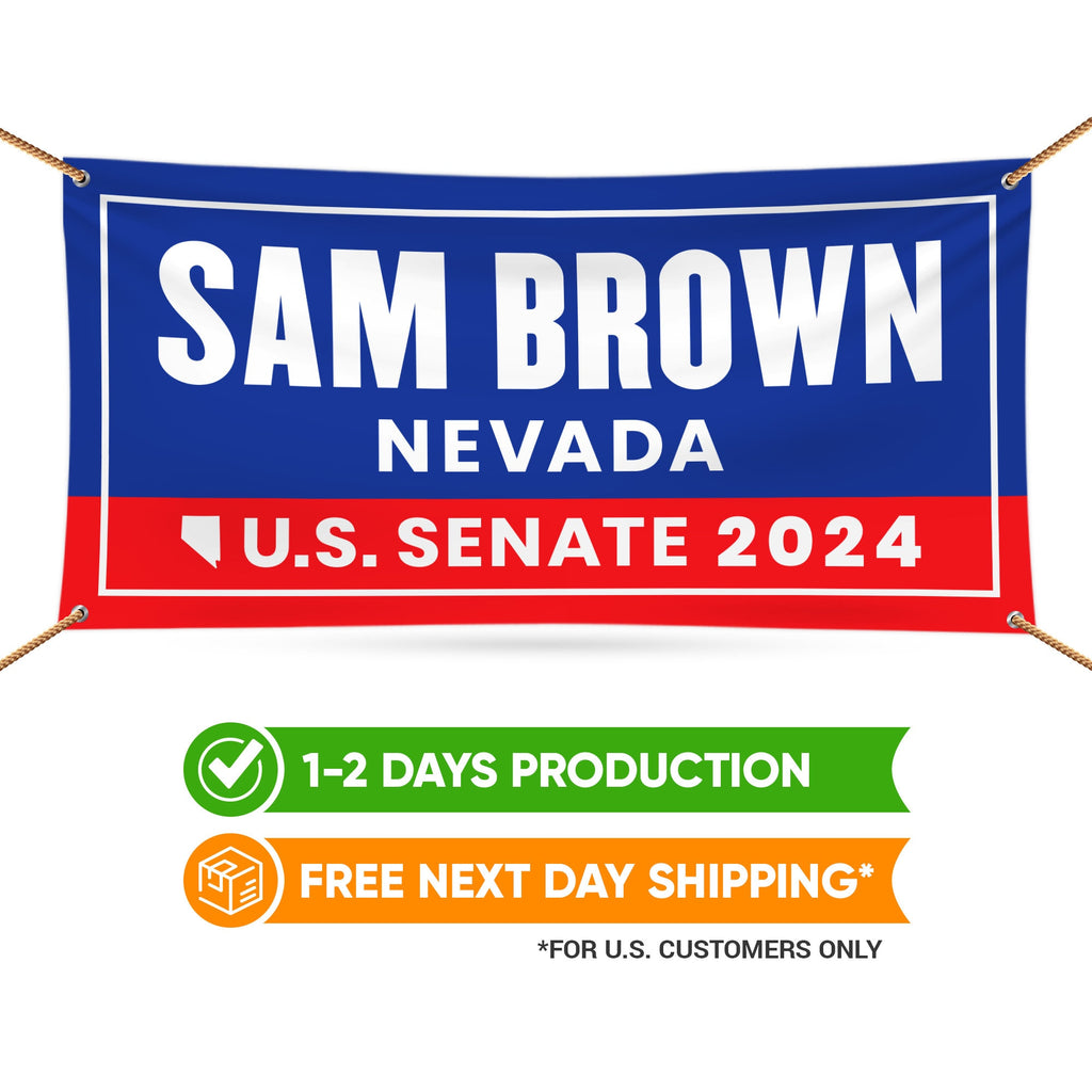 a banner with the name sam brown nevada on it