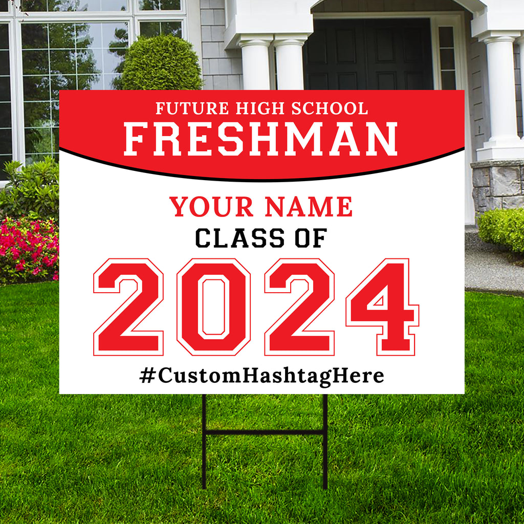 Personalized High School Graduation Yard Sign 2024, School Graduation Sign, Class of 2024, Custom Grade Grad Yard Sign with Metal H-Stake