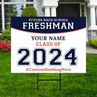 Personalized High School Graduation Yard Sign 2024, School Graduation Sign, Class of 2024, Custom Grade Grad Yard Sign with Metal H-Stake