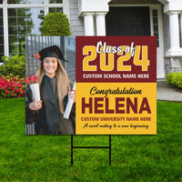 Personalized Graduation Yard Sign 2024 with Photo - Grad Sign, Class of 2024, Custom Graduation 2024 Yard Sign with Metal H-Stake