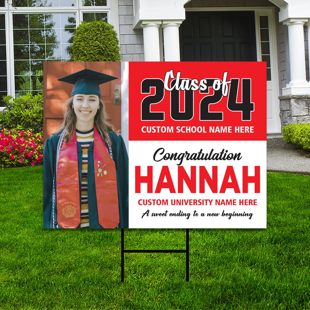 Personalized Graduation Yard Sign 2025 with Photo - Grad Sign, Class of 2025, Custom Graduation 2025 Yard Sign with Metal H-Stake