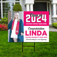 Personalized Graduation Yard Sign 2025 with Photo - Grad Sign, Class of 2025, Custom Graduation 2025 Yard Sign with Metal H-Stake