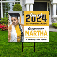 Personalized Graduation Yard Sign 2024 with Photo - Grad Sign, Class of 2024, Custom Graduation 2024 Yard Sign with Metal H-Stake