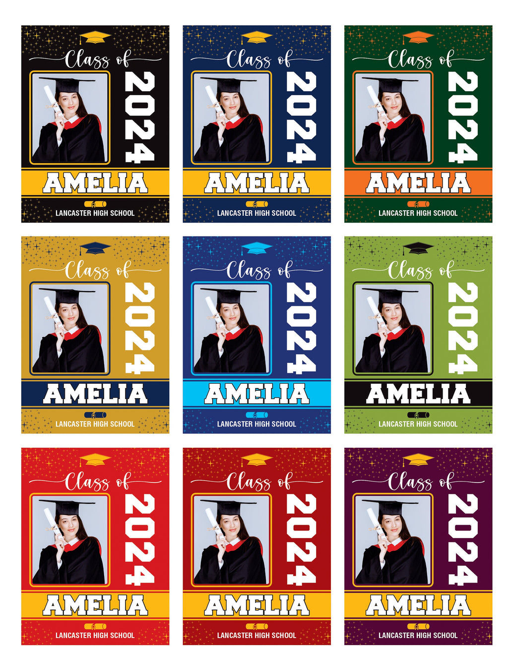 Personalized Graduation Yard Sign 2024 with Photo, 2024 Senior Grad Sign, Class of 2024, Custom Graduation 2024 Yard Sign with Metal H-Stake