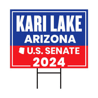 Kari Lake US Senate Yard Sign - Coroplast US Senate Election Arizona 2024 Race Red White & Blue Yard Sign with Metal H-Stake