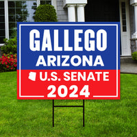 Ruben Gallego US Senate Yard Sign - Coroplast US Senate Election Arizona 2024 Race Red White & Blue Yard Sign with Metal H-Stake