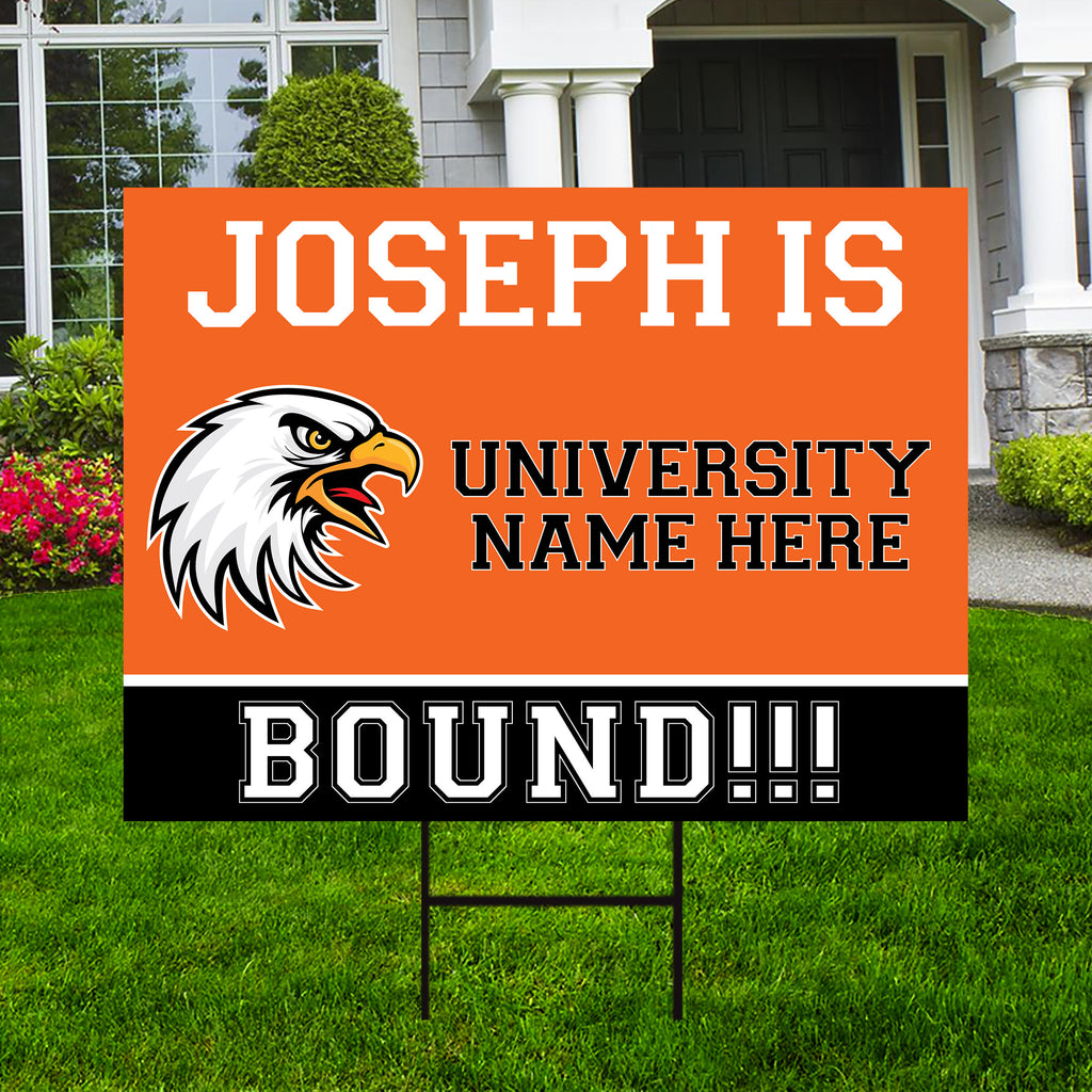 Personalized College Bound Yard Sign, College Logo Sign, Custom Graduate College University Bound Yard Sign with Metal H-Stake