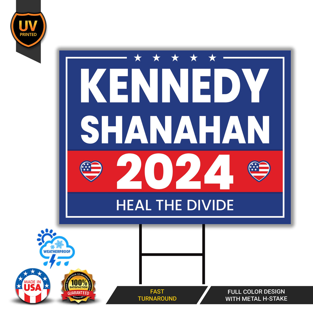 Kennedy Shanahan 2024 Yard Sign - Robert F. Kennedy Jr. For President 2024 Lawn Sign, Election 2024 RFK Jr. Yard Sign with Metal H-Stake