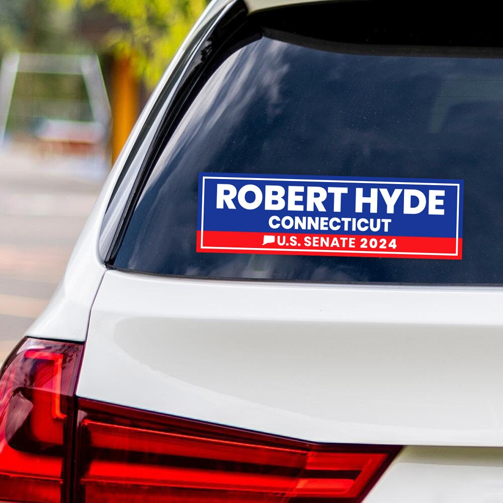 Robert Hyde for U.S. Senate Connecticut Sticker Vinyl Decal, Vote Robert Hyde US Senate Election 2024 Bumper Sticker Decal - 10" x 3"